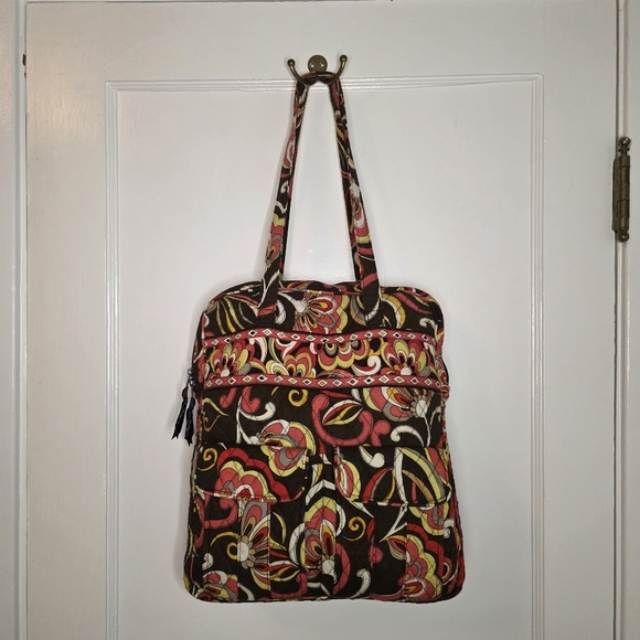 Vintage Vera Bradley Puccini Shoulder Bag – Brown, Pink, Orange, Yellow, White - Picture 2 of 8